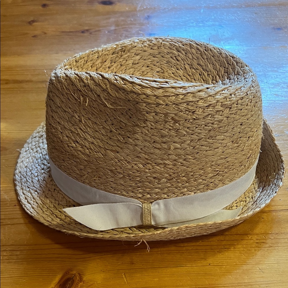 Classic Straw Fedora with White Ribbon
